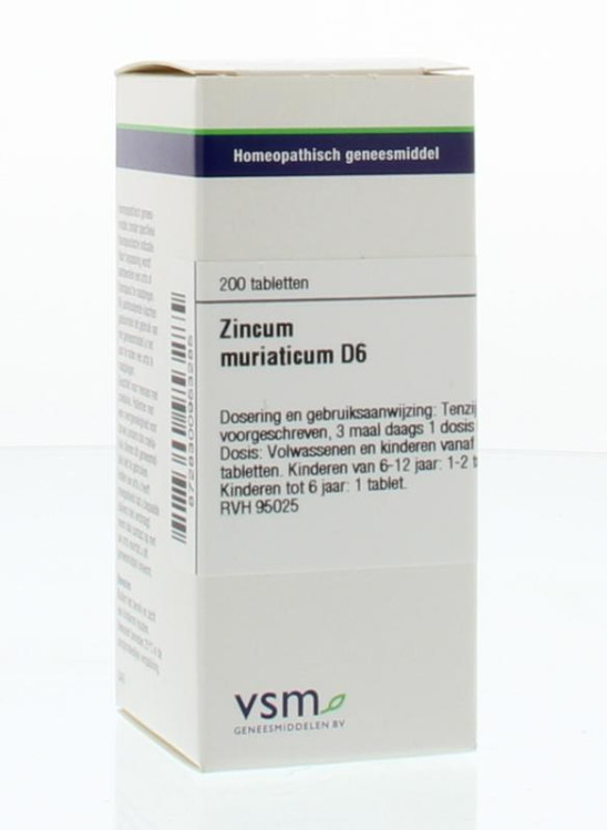 Zincum muriaticum D6 van VSM : 200 tabletten