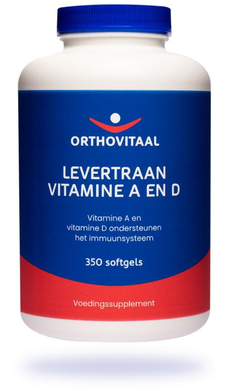 Levertraan vitamine A en D van Orthovitaal : 350 softgels
