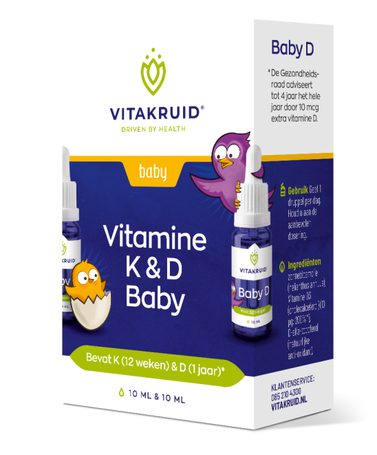 Vitamine K & D baby druppels 10 ml van Vitakruid : 2 stuks