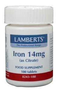 IJzer (iron) citraat 14 mg van Lamberts : 100 tabletten