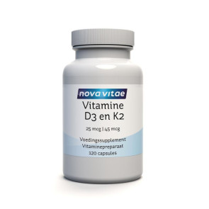 Vitamine D3 25mcg  en K2 45mcg van Nova Vitae