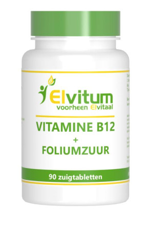 Vitamine B12 1000mcg + foliumzuur van Elvitaal : 90 zuigtabletten
