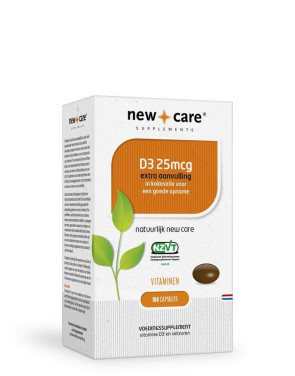 Vitamine D3 25 mcg van New Care : 100 capsules