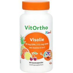 Visolie 30 mg EPA - 115 mg DHA Kind van VitOrtho: 60 kauwcaps