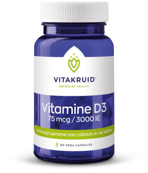 Vitamine D3 75 mcg / 3000 IE van Vitakruid : 60 vcaps