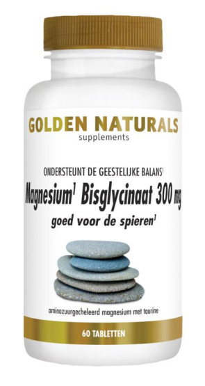 Magnesium bisglycinaat 300 mg vegan van Golden Naturals (60 tabletten)