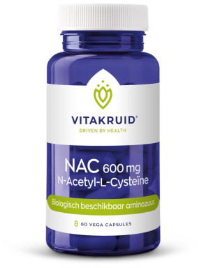 NAC 600 mg N-Acetyl-L-Cysteine van Vitakruid : 60 vcaps