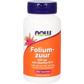 Foliumzuur 800 mcg van NOW : 250 tabletten