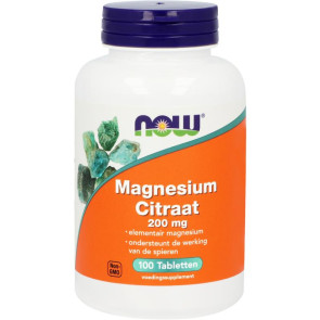 Magnesium citraat 200 mg van NOW : 100 tabletten