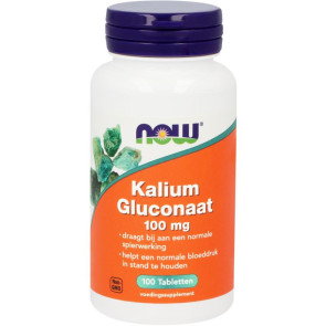 Kalium gluconaat 100 mg van NOW : 100 tabletten