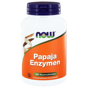 Papaya enzymen kauwtabletten van NOW : 180 kauwtabletten