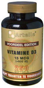 Vitamine D3 15 mcg van Artelle (250 softgels)