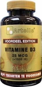 Vitamine D3 25 mcg Artelle (250 softgels)