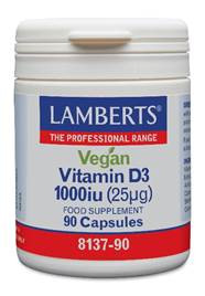 Vitamine D3 1000IE 25 mcg vegan van Lamberts : 90 capsules