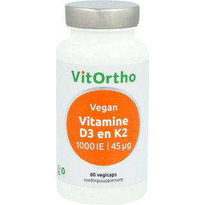 Vitamine D3 1000IE K2 45 mcg vegan van Vitortho 
