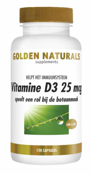Vitamine D3 25 mcg van Golden Naturals (120 softgel)