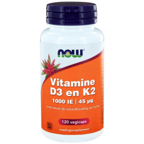 Vitamine D3 1000IE & Vitamine K2 van NOW : 120 capsules
