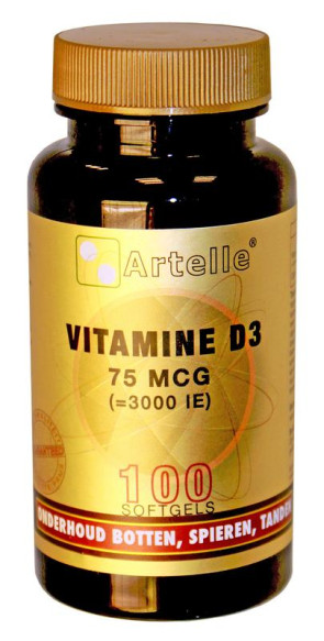 Vitamine D3 75 mcg van Artelle (100 softgels)