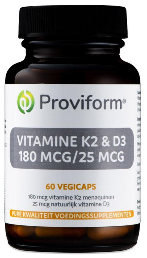 Vitamine K2 180 mcg & D3 25 mcg van Proviform : 60 vcaps