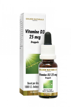Vitamine D3 25 mcg druppels van Golden Naturals (20 ml)
