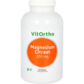 Magnesium citraat 200 mg van Vitortho : 250 tabletten