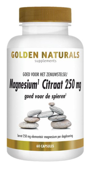 Magnesium citraat 250 mg van Golden Naturals (60 vcaps)