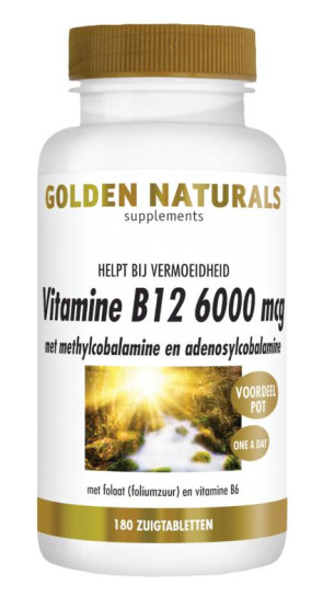 Vitamine B12 6000 mcg van Golden Naturals (180 zuigtabletten)