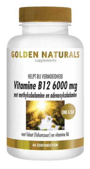 Vitamine B12 6000 mcg vega van Golden Naturals (60 zuigtabletten)