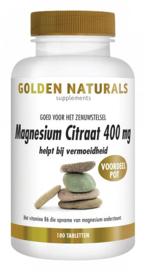 Magnesium citraat 400 mg van Golden Naturals (180 tabletten)