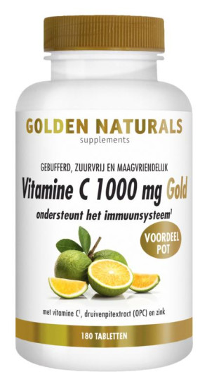 Vitamine C1000 mg gold vegan van Golden Naturals (180 tabletten)