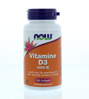 Vitamine D3 1000IE van NOW : 180 softgels