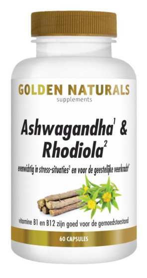 Ashwagandha & rhodiola complex van Golden Naturals (60 vcaps)